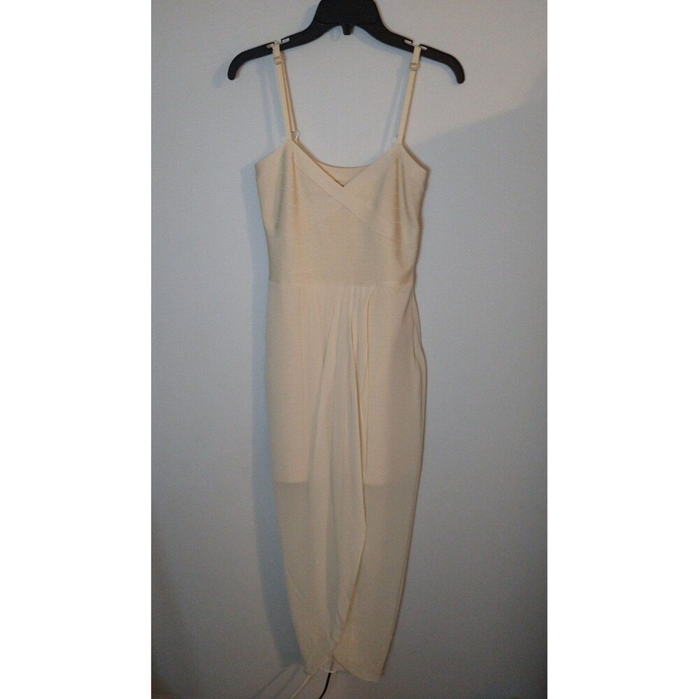 bebe Cream Maxi Slip Dress with Adjustable Straps